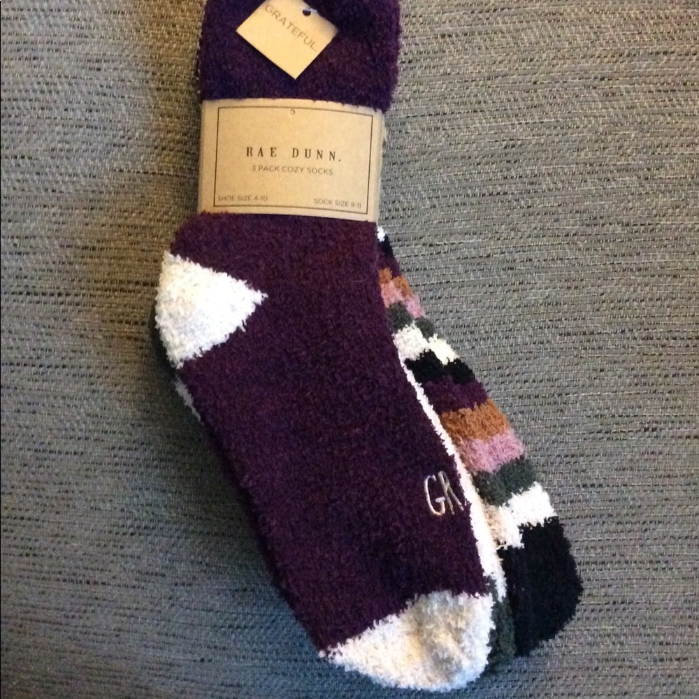 Rae Dunn 3 Pack Cozy Socks Grateful NWT